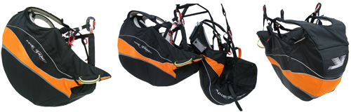 Three way view of Pilot and Passenger harness